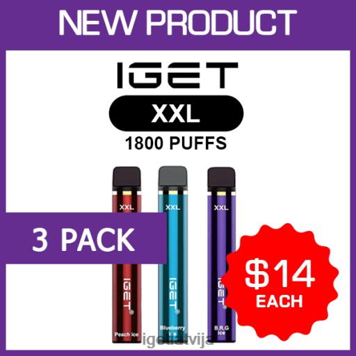 Discount Iget Vapes | iget xxl - 1800 puffs - 3 iepakojumi N4HNB463