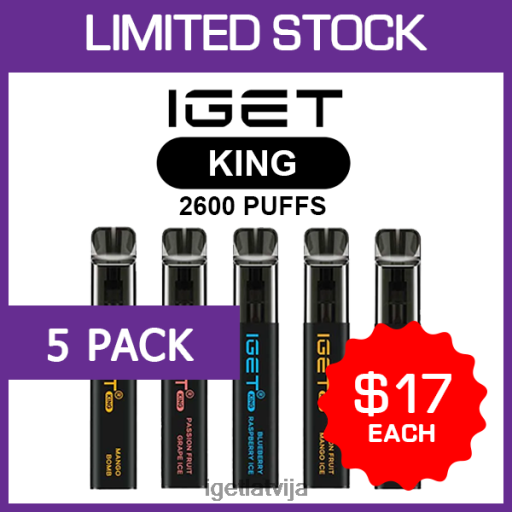 Iget Store | iget king - 2600 dvesināšanas - 5 iepakojumi N4HNB475