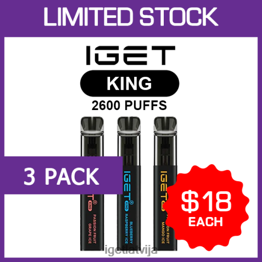 Iget Discount | iget king - 2600 uzpūtienus - 3 iepakojumi N4HNB476