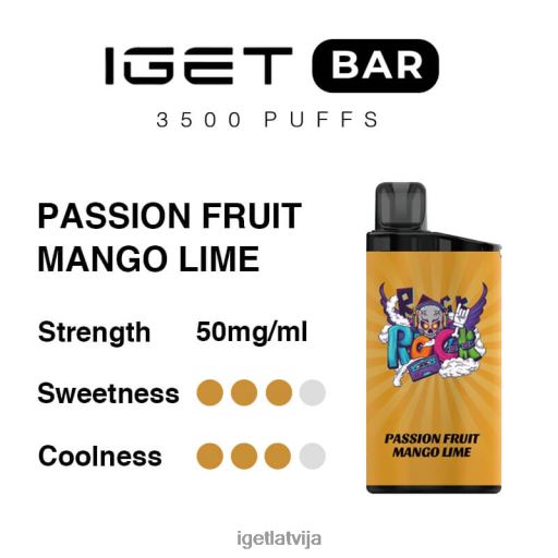 Iget Vape Flavours | iget bārs 3500 uzpūtienus N4HNB281 marakujas mango laima