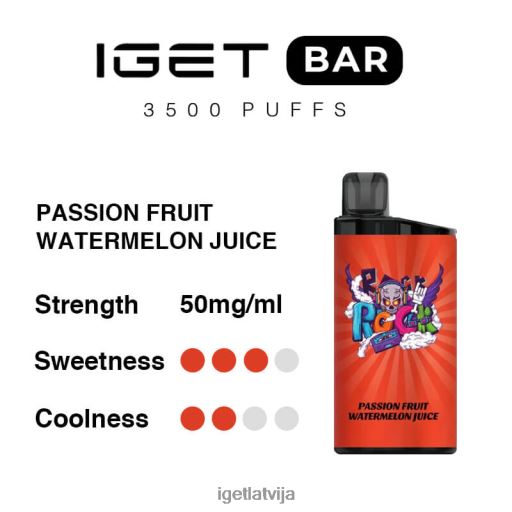 Iget Vape | iget bārs 3500 uzpūtienus N4HNB289 pasifloras augļu arbūzu sula