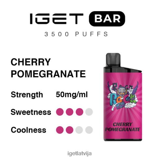 Iget Vape Flavours | iget bārs 3500 uzpūtienus N4HNB291 ķiršu granātābols