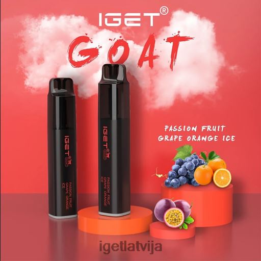 Iget Vape | iget kaza - 5000 uzpūtienu N4HNB657 pasifloru vīnogu apelsīnu ledus