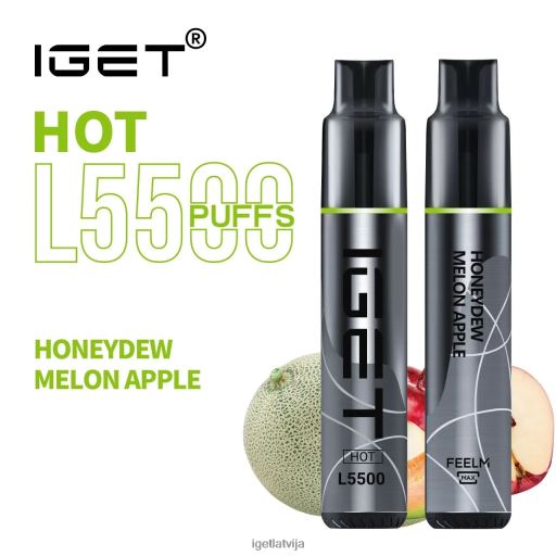 Iget Vape Flavours | uzkarst - 5500 uzpūtienu N4HNB593 medusrasas melones ābols