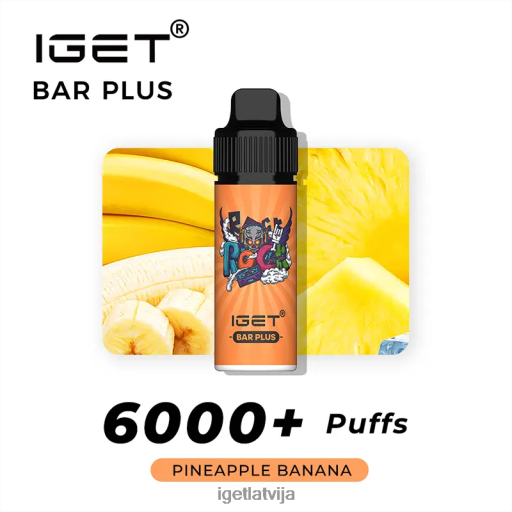 Iget Vape | iget bārs plus 6000 uzpūtienu N4HNB239 ananāsu banāns