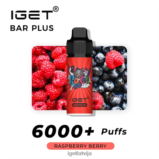 Iget Vape | iget bārs plus 6000 uzpūtienu N4HNB249 aveņu ogu