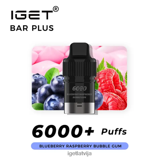 Iget Vape Price | iget bārs plus pod 6000 uzpūtienu N4HNB252 melleņu aveņu gumija