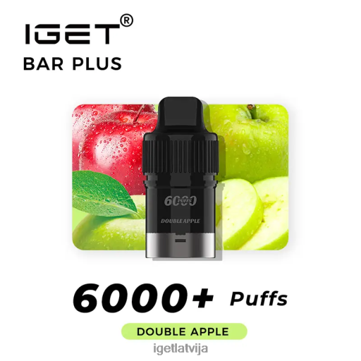 Iget Vape | iget bārs plus pod 6000 uzpūtienu N4HNB259 dubultais ābols