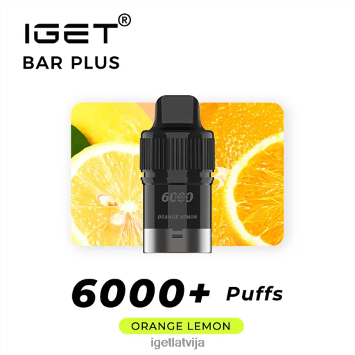 Iget Vape Flavours | iget bārs plus pod 6000 uzpūtienu N4HNB261 apelsīnu citronu