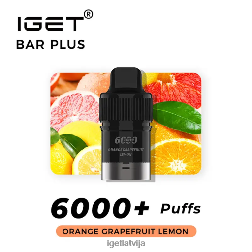 Iget Store | iget bārs plus pod 6000 uzpūtienu N4HNB266 apelsīnu greipfrūtu citronu