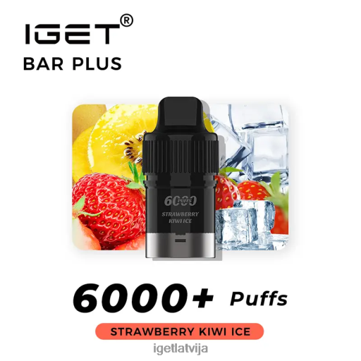 Iget Store | iget bārs bez nikotīna un 6000 uzpūtienu N4HNB376 zemeņu kivi ledus