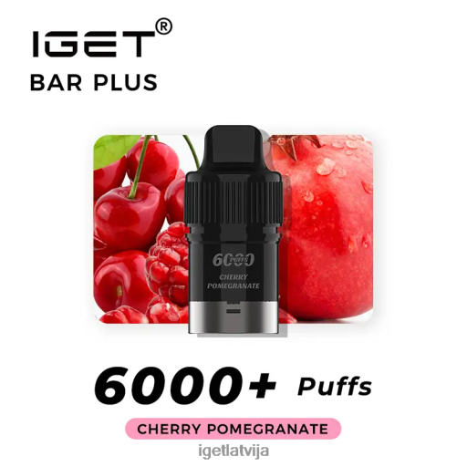 Iget Vape | iget bārs bez nikotīna un 6000 uzpūtienu N4HNB379 ķiršu granātābols