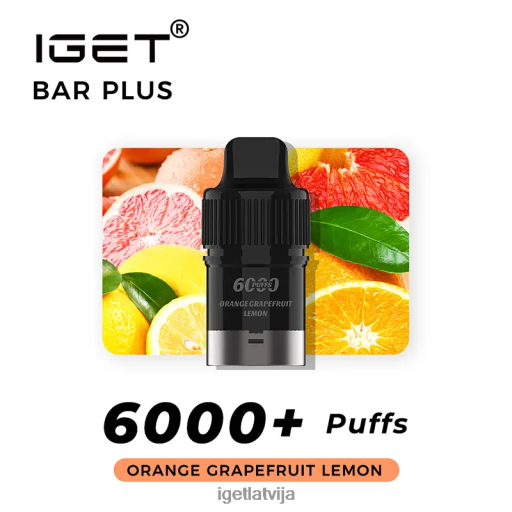 Iget Bar | iget bārs bez nikotīna un 6000 uzpūtienu N4HNB380 apelsīnu greipfrūtu citronu